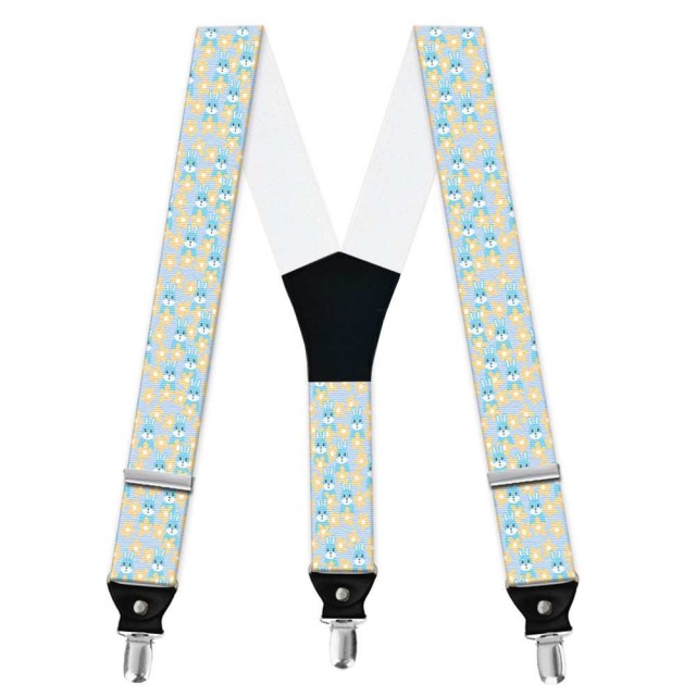 Bretele barbati personalizate, model iepuras de Paste, fundal floral